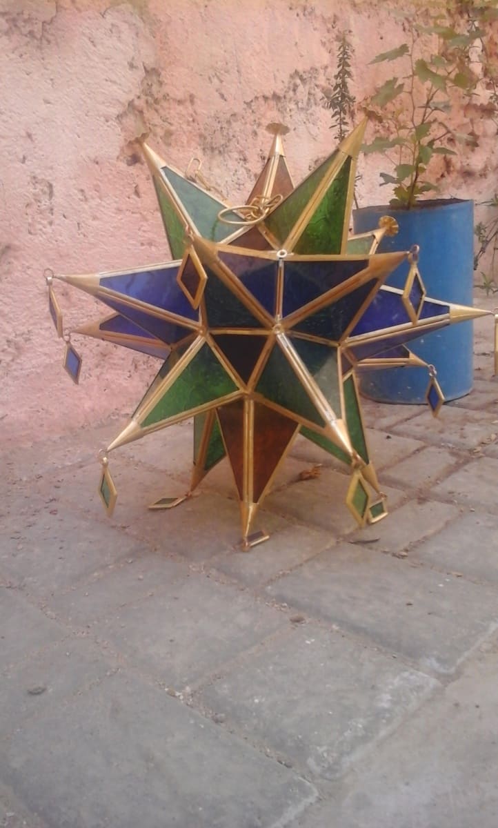  Chandelier Glass and Oil Finish Colored Morocco