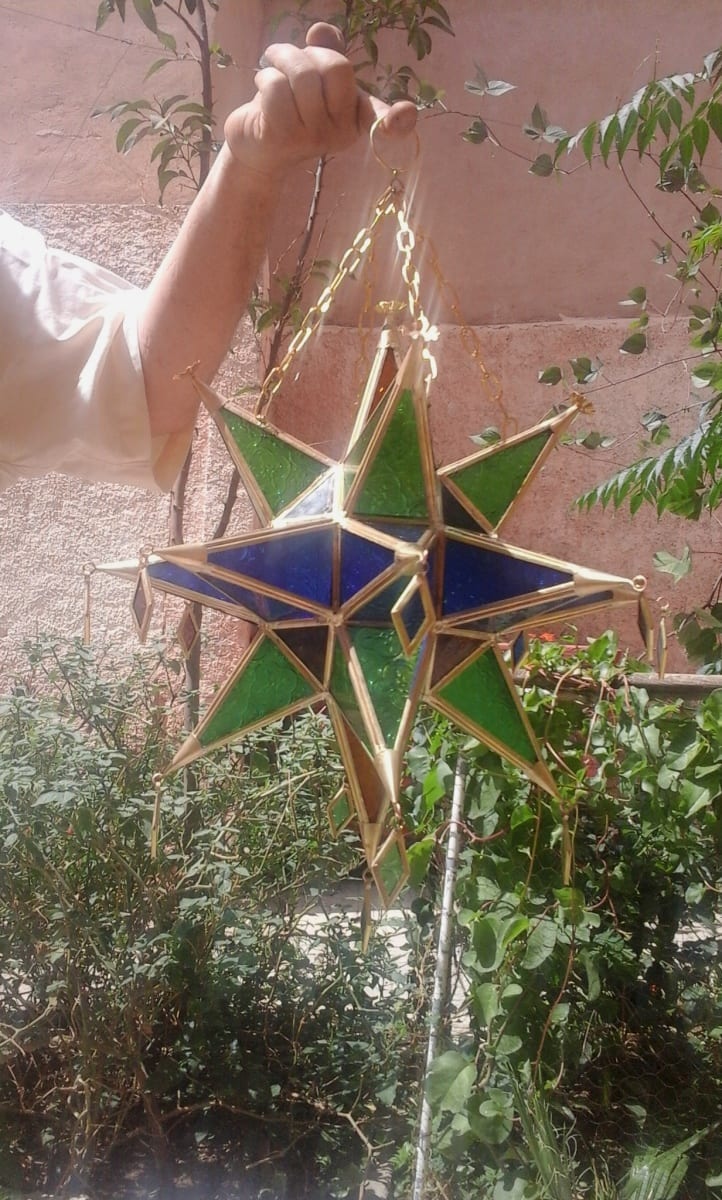  Chandelier Glass and Oil Finish Colored Morocco