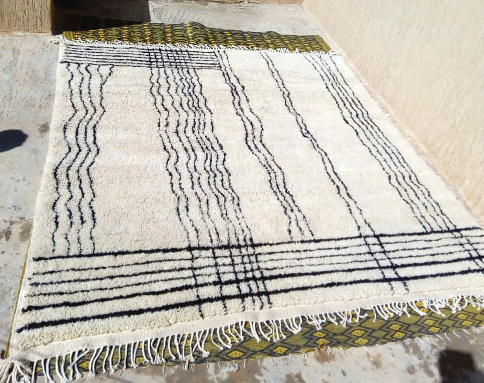  Beni Ourain Rug Wool Black, White Morocco