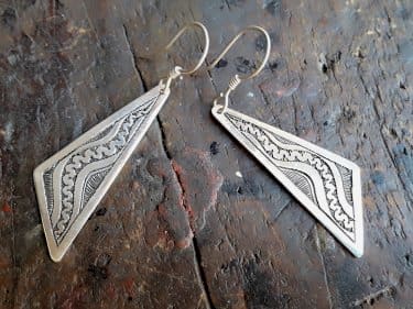  Earrings 800 Tiznit Silver Black, White Morocco