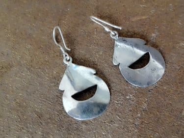  Earrings 800 Tiznit Silver Black, White Morocco