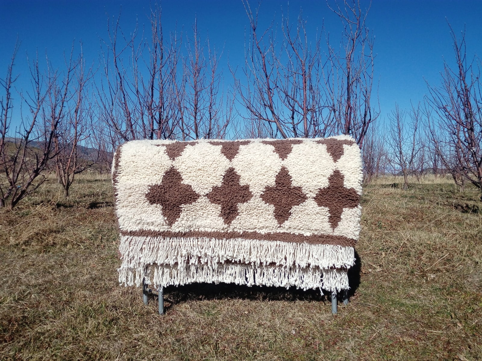  Pile Knot Rug Pomegranite Brown, White Morocco