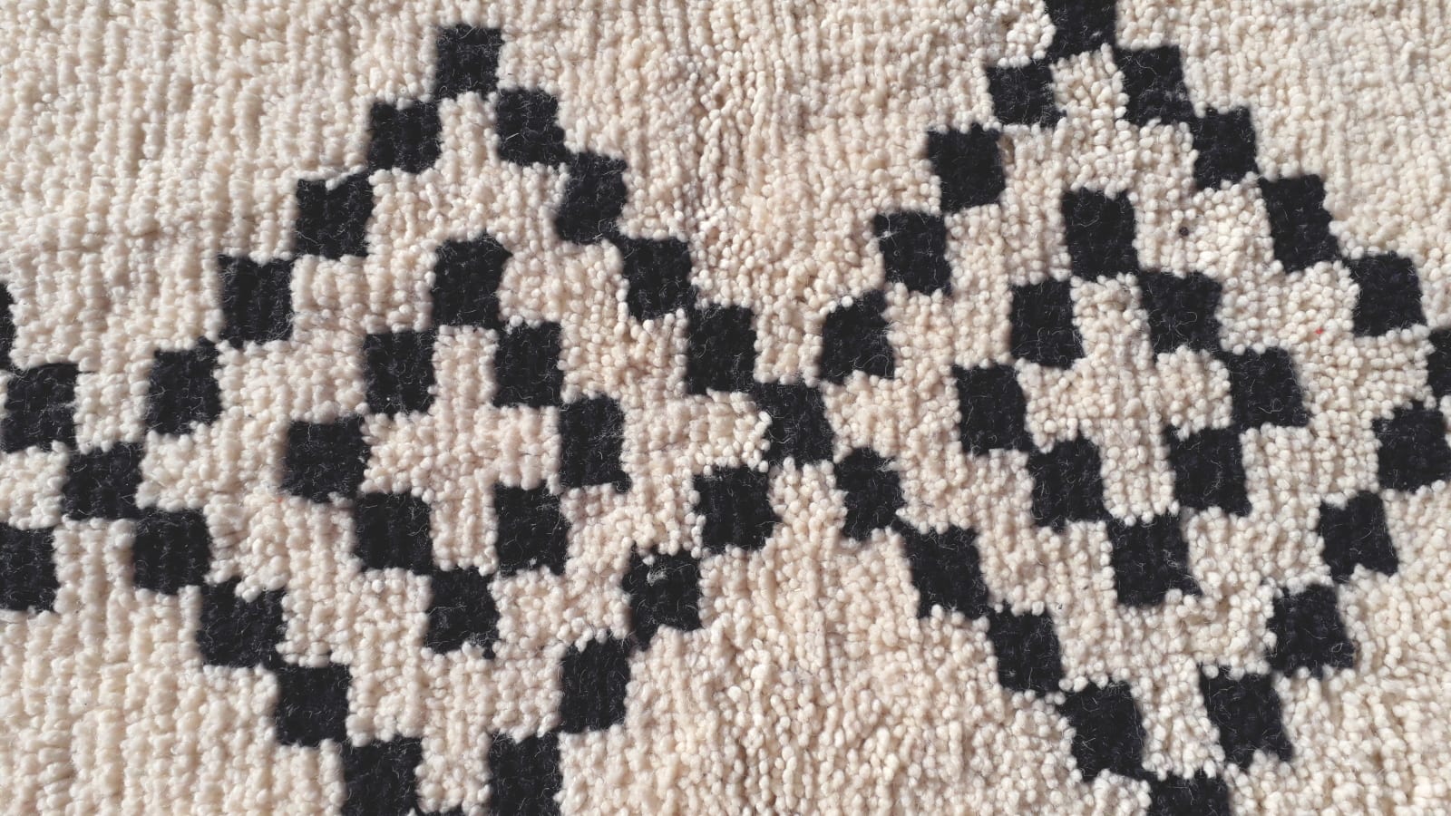  Pile Knot Rug Wool Black, White Morocco