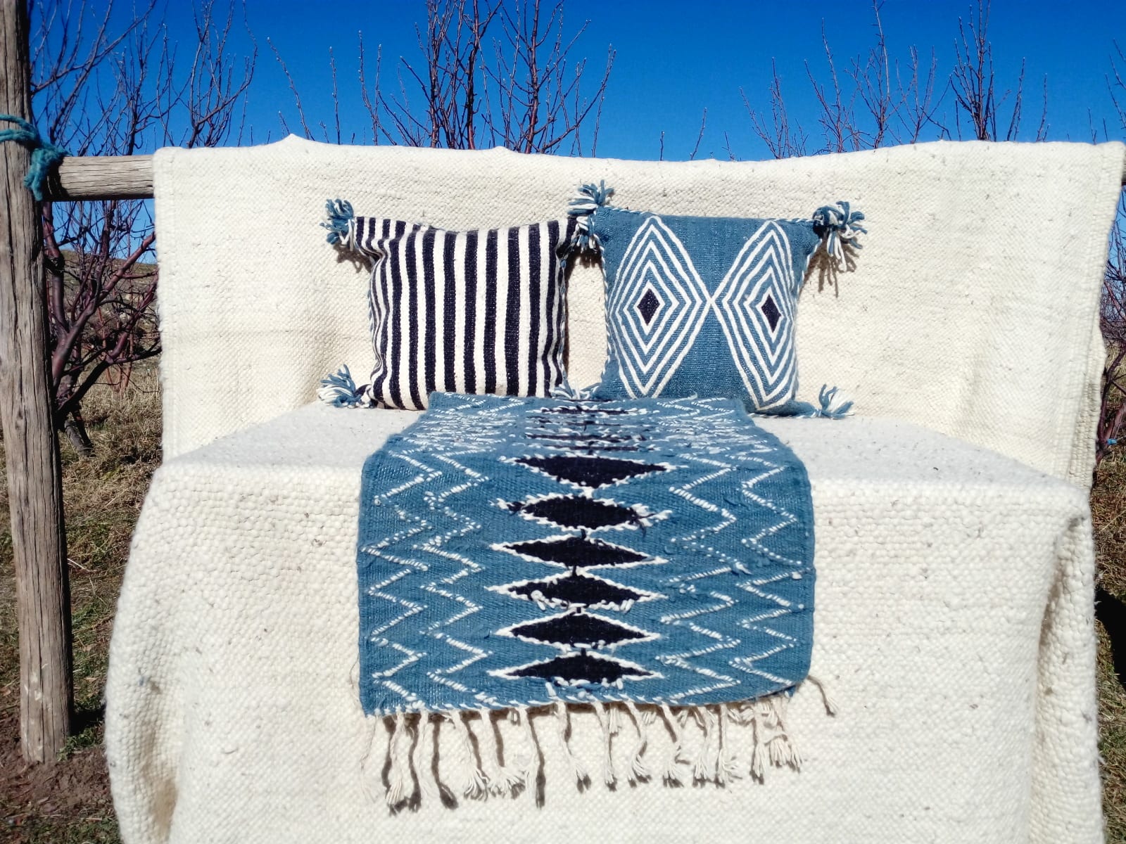  Hanbal Wool Light Blue, Black Morocco