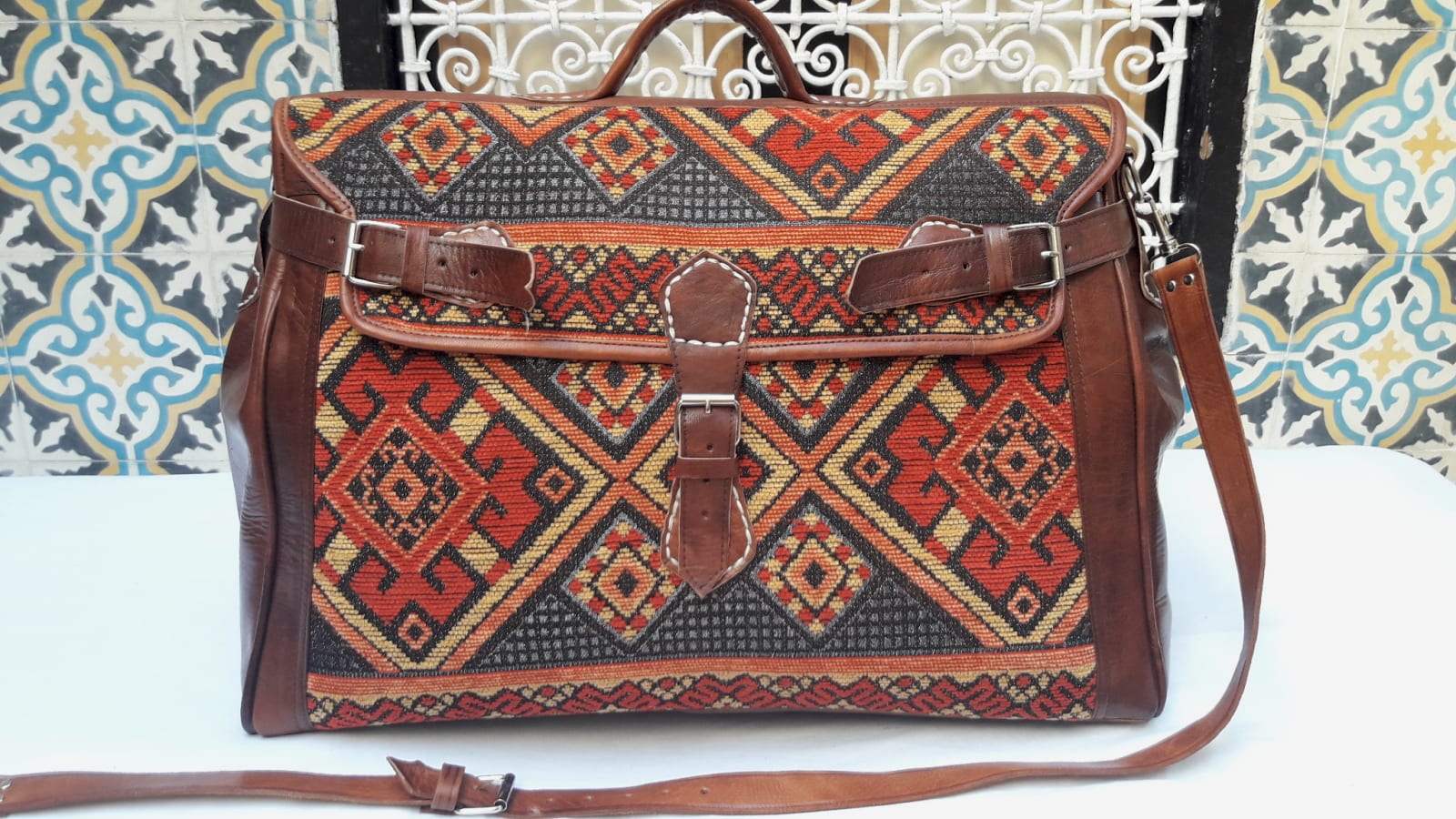  bag leather and Sabra silk Brown Morocco