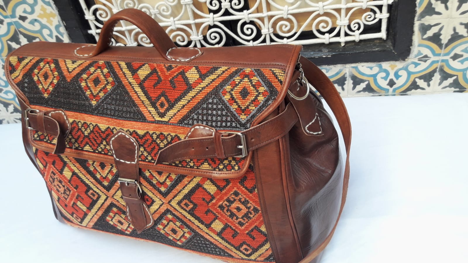  bag leather and Sabra silk Brown Morocco