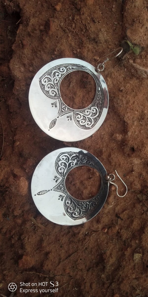  Earrings 800 Tiznit Silver Black, White Morocco