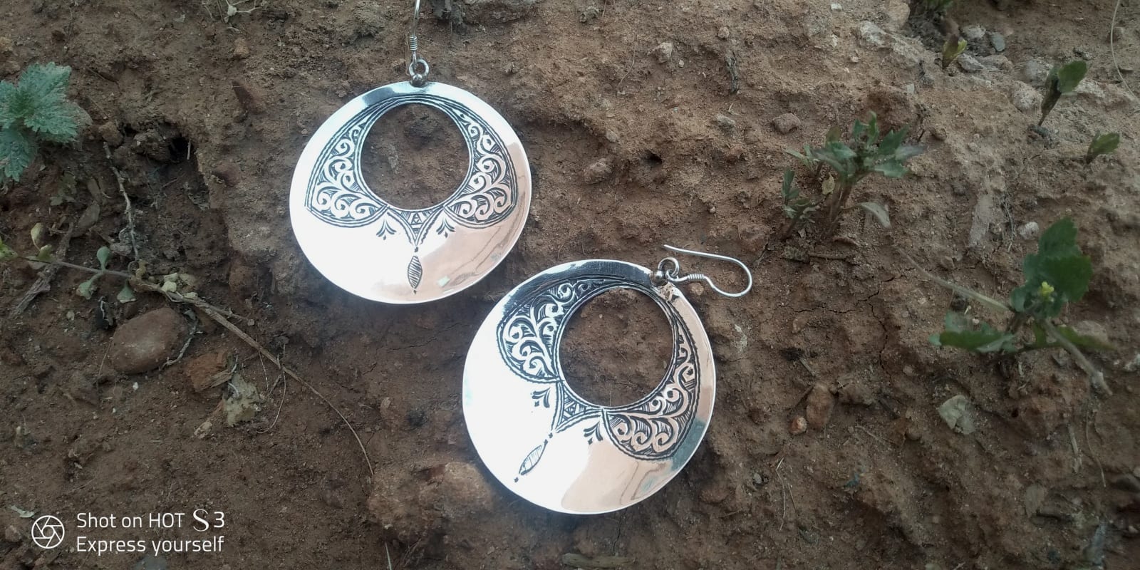  Earrings 800 Tiznit Silver Black, White Morocco