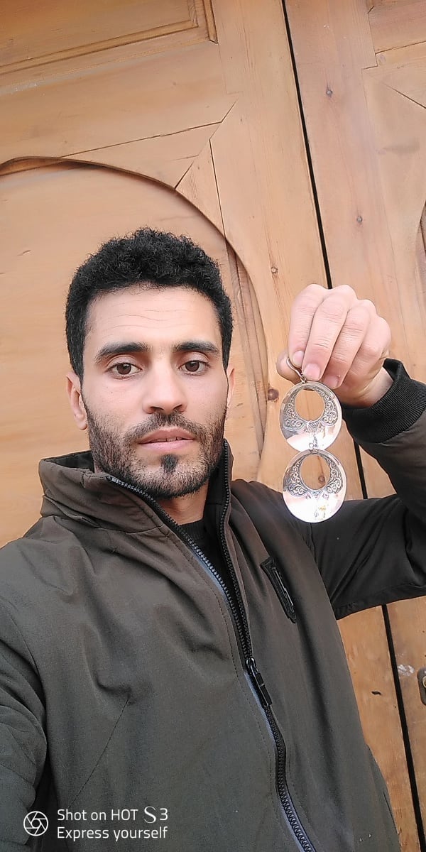  Earrings 800 Tiznit Silver Black, White Morocco