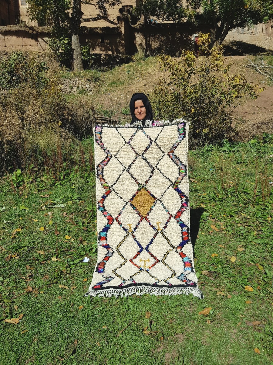  Beni Ourain Rug Wool  and Thread Colored Morocco