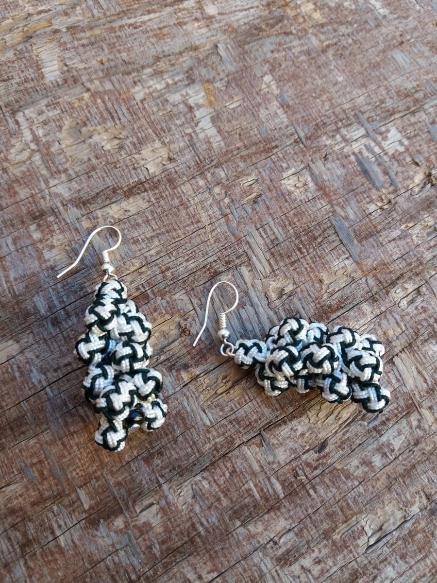  Multi Button Earrings  Green, Brown Morocco