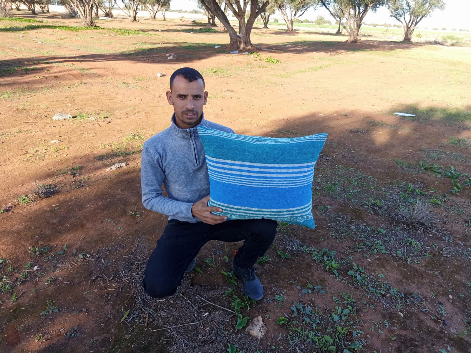  pillow Cotton Light Blue, Blue Morocco