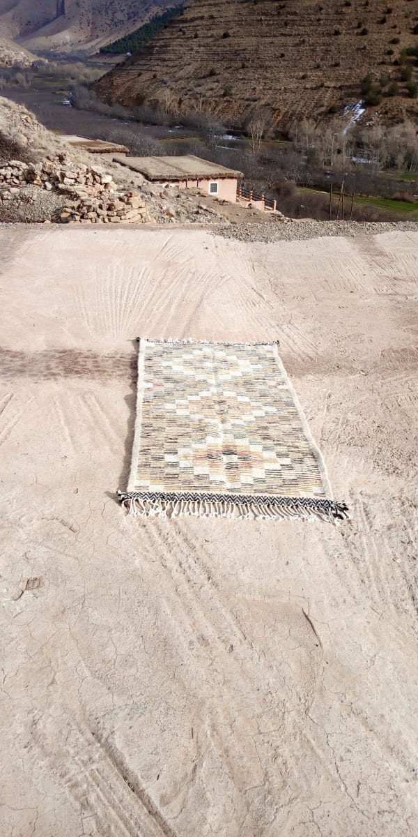  Beni Ourain Rug Wool  and Thread Colored Morocco