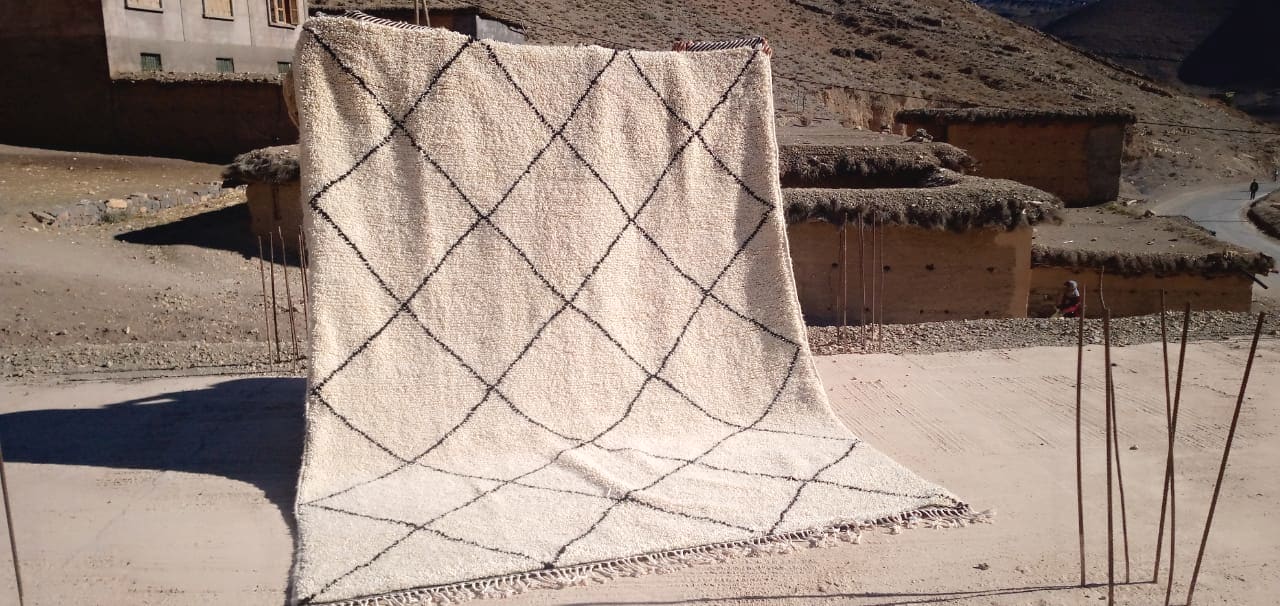  Beni Ourain Wool Black, White Morocco