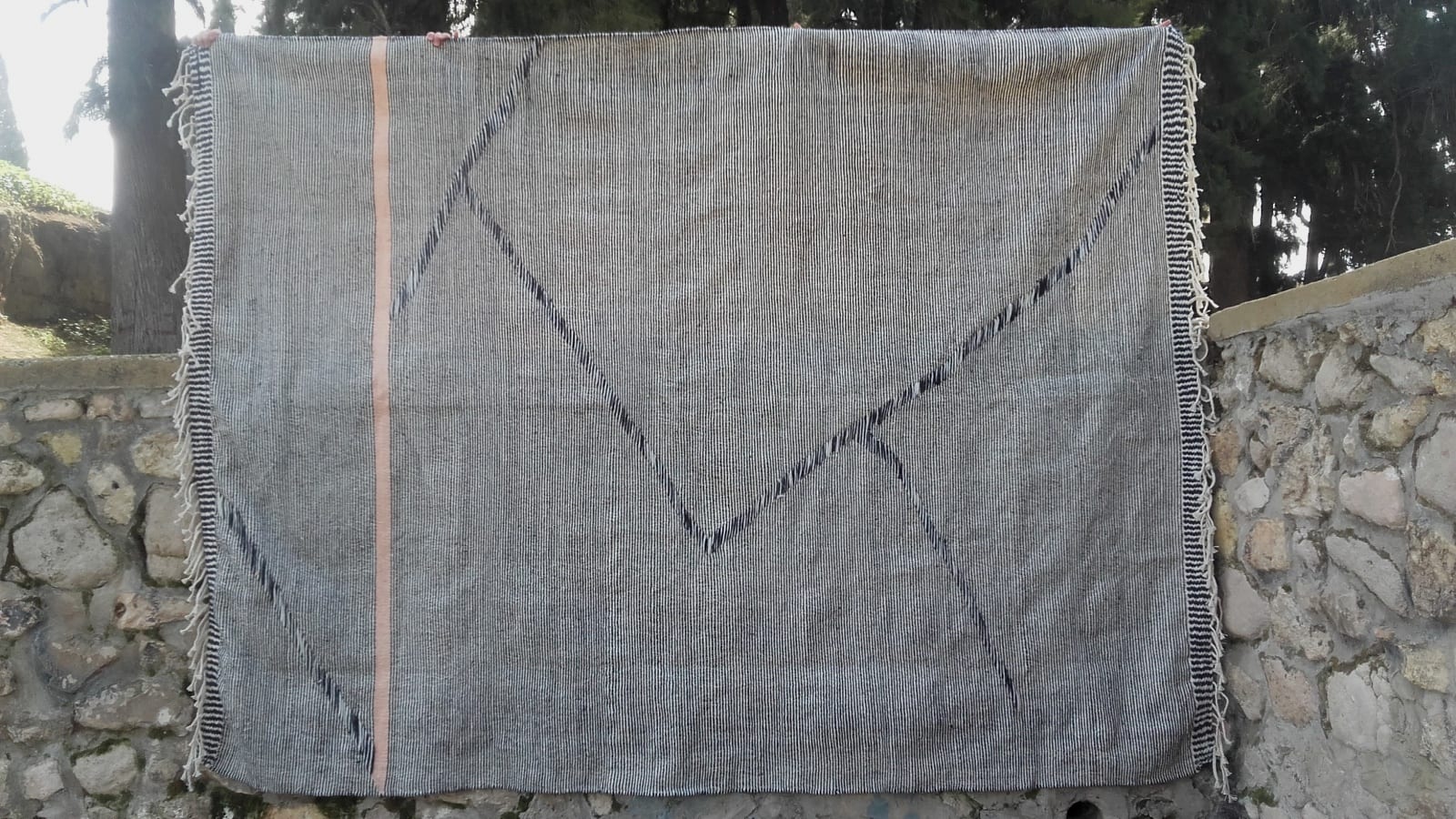  Hanbal Wool and Wool Thread Pink, Black Morocco