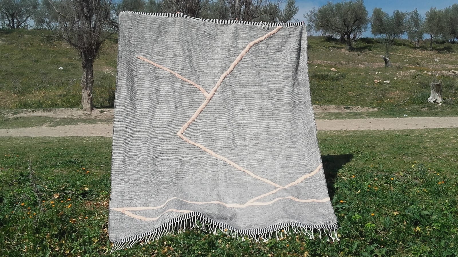  Hanbal Wool and Wool Thread Pink, Black Morocco
