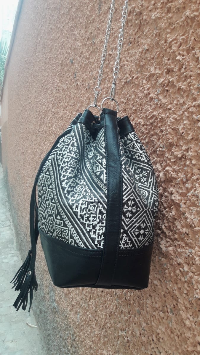  bag leather and Sabra silk Black, White Morocco