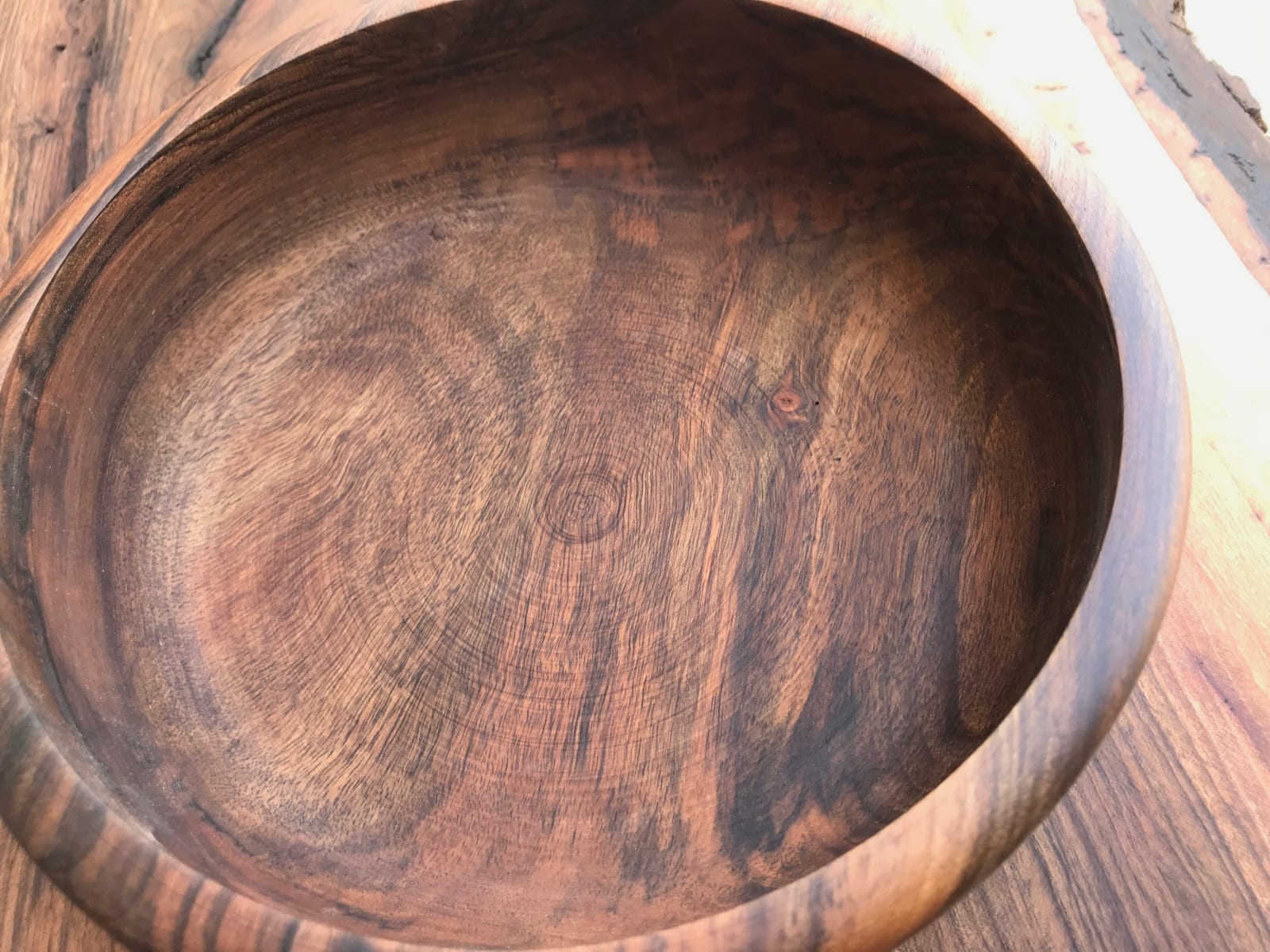  Hand Carved Bowl Walnut Wood Brown Morocco