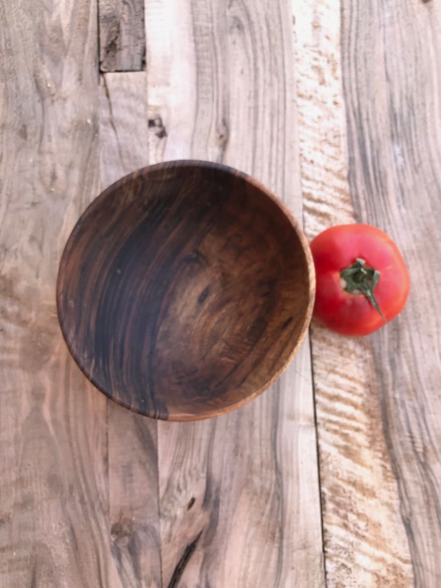  Hand Carved Bowl Walnut Wood Brown Morocco