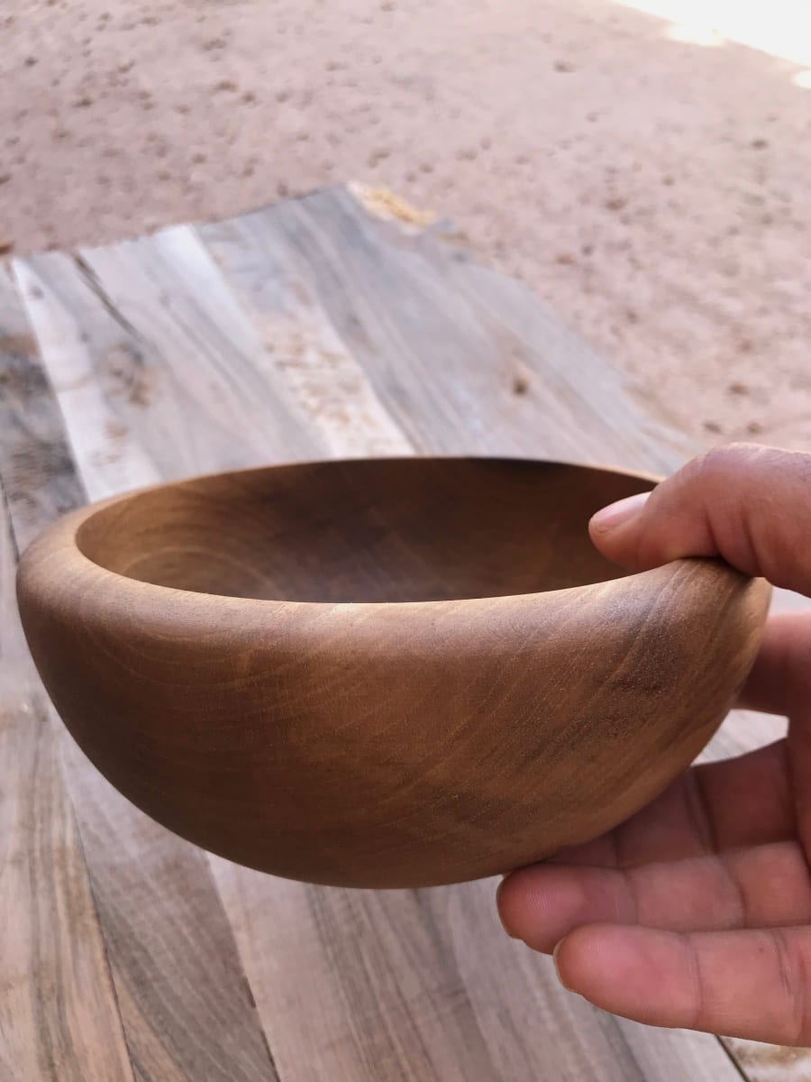  Hand Carved Bowl Walnut Wood Brown Morocco