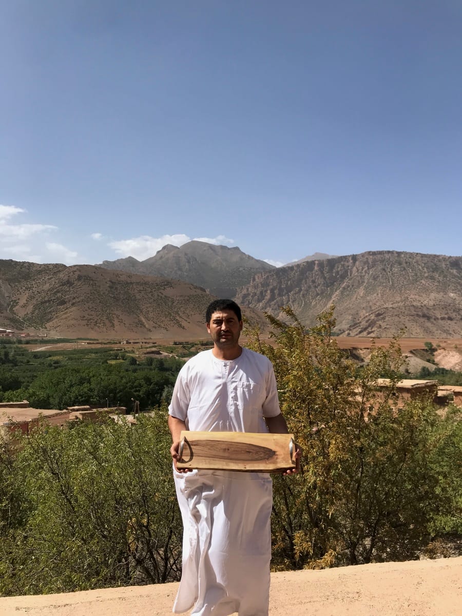  Serving Tray Walnut Wood Brown Morocco