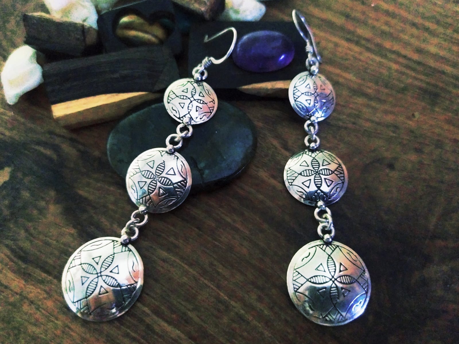  Earrings 800 Tiznit Silver Black, White Morocco