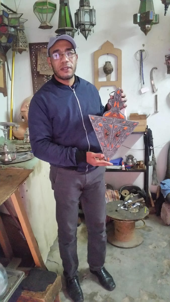 Mirror Copper and Wood Colored Morocco