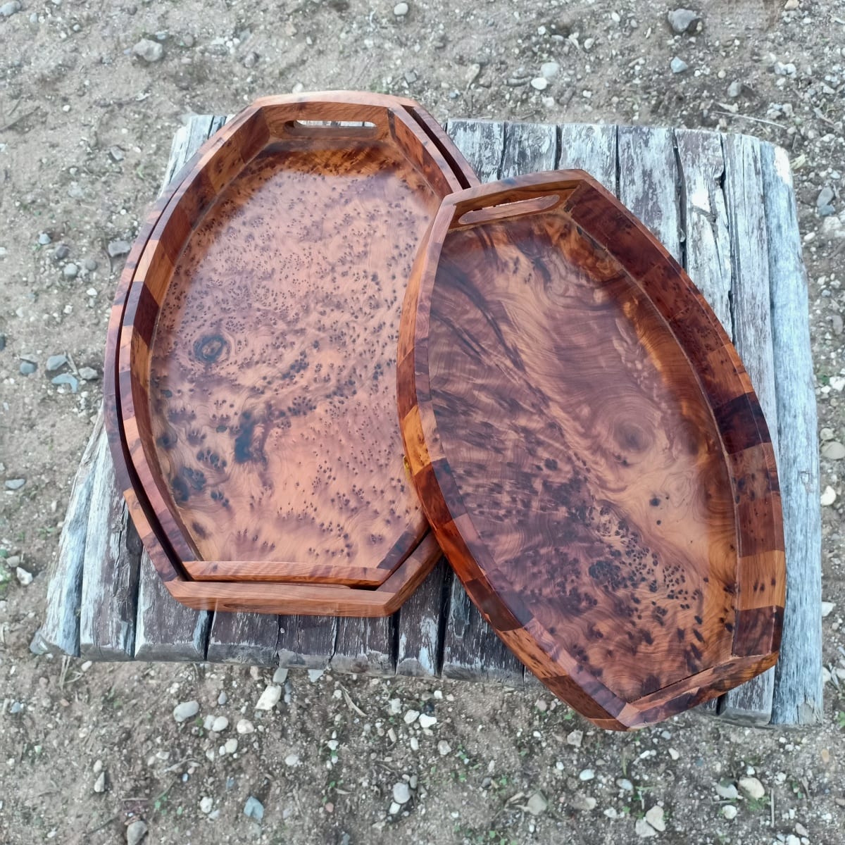  Serving Tray Juniper Root  White Morocco