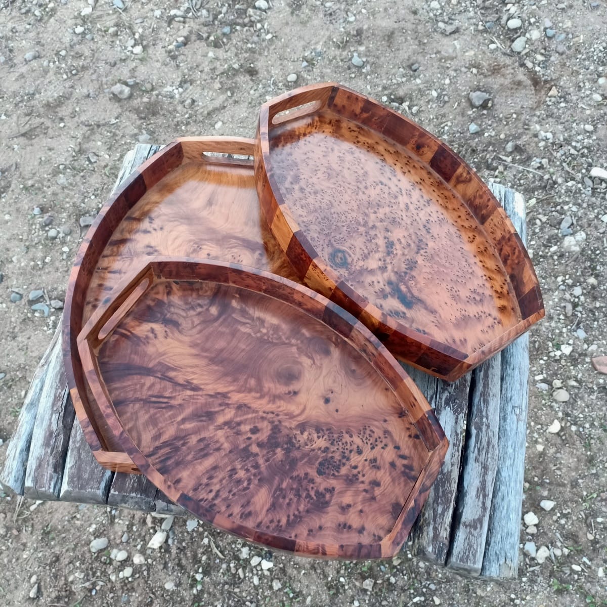  Serving Tray Juniper Root  White Morocco