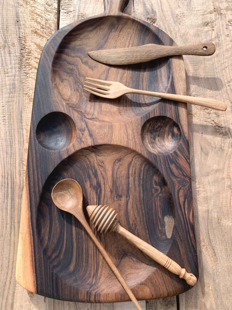  Serving Tray Walnut Wood Brown Morocco