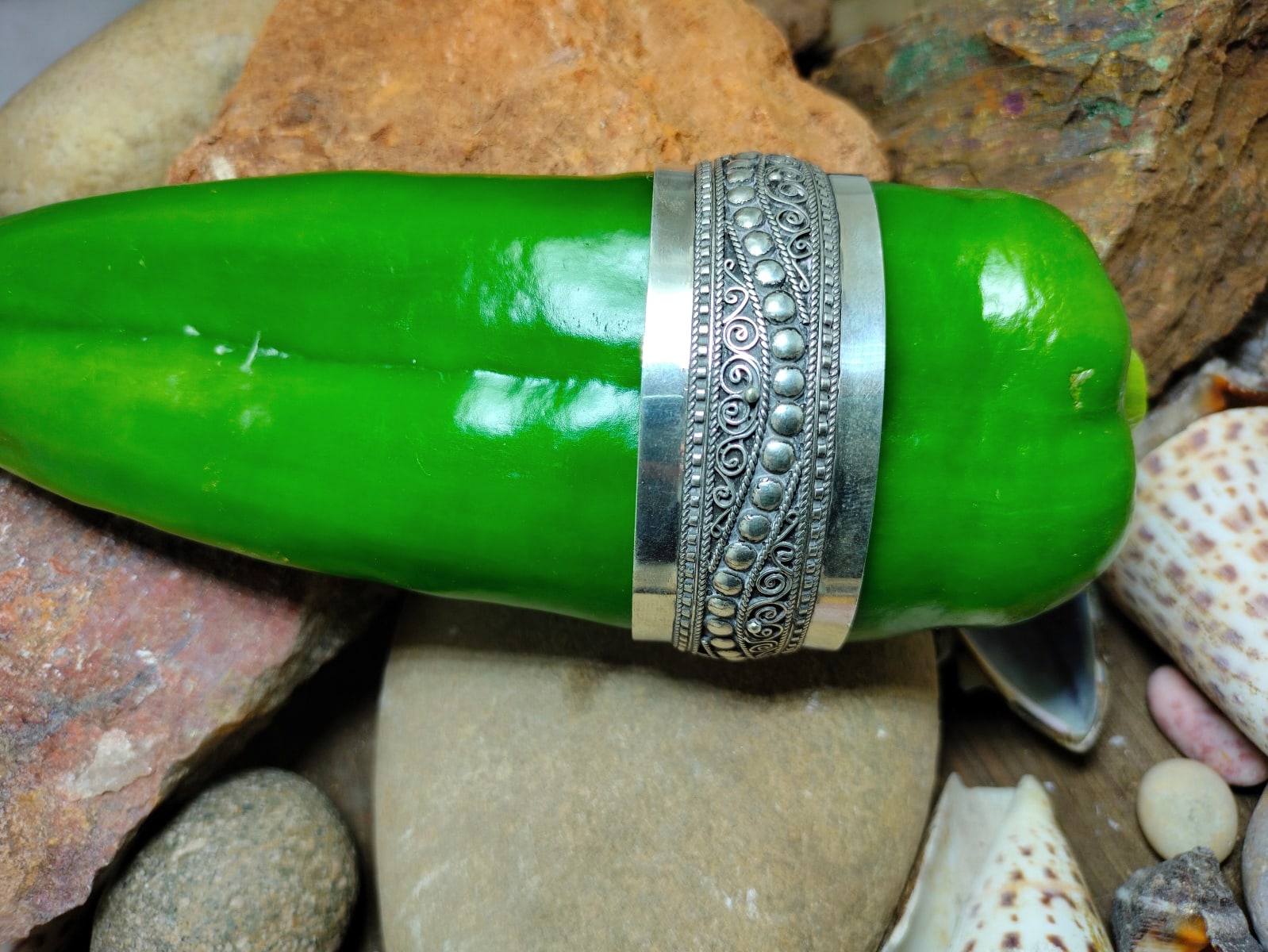  Bracelet 800 Tiznit Silver Black, White Morocco