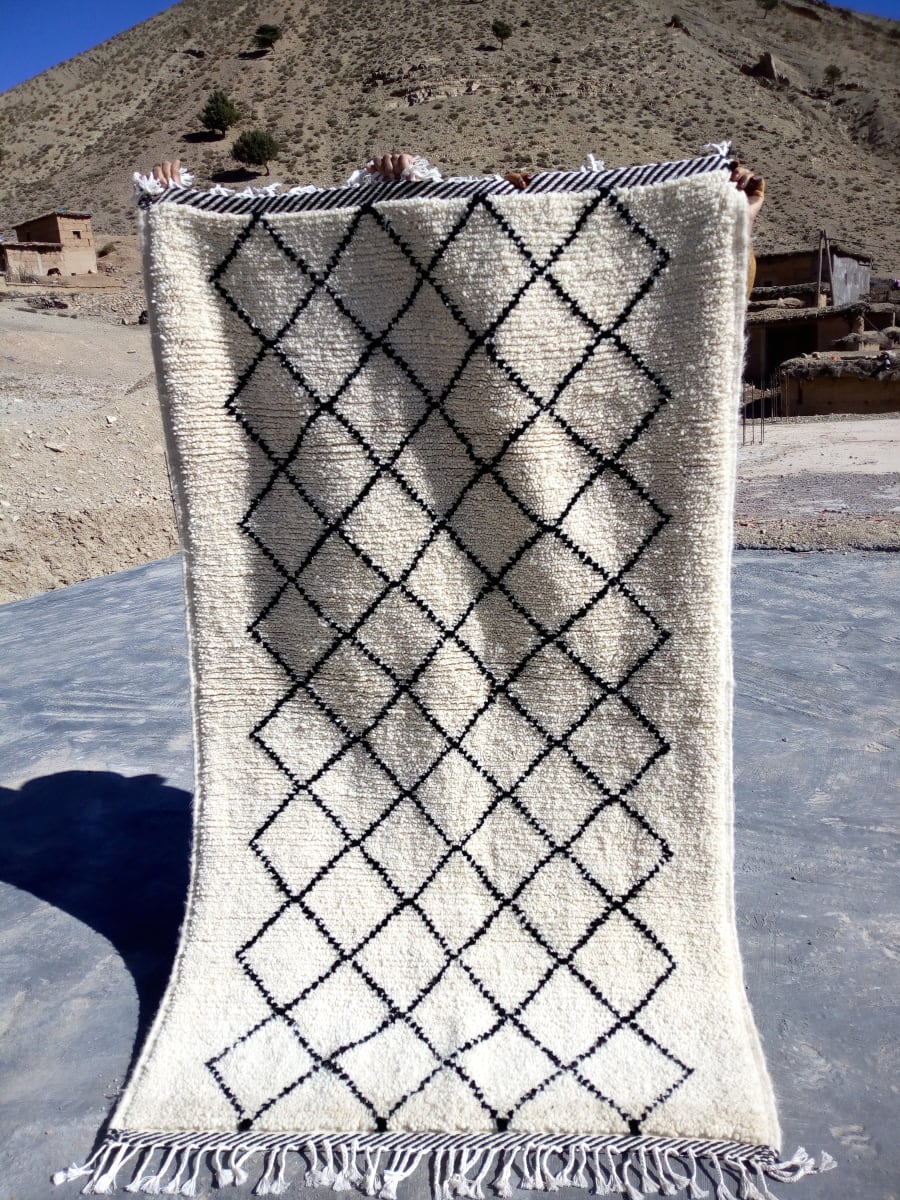  Beni Ourain Wool Black, White Morocco