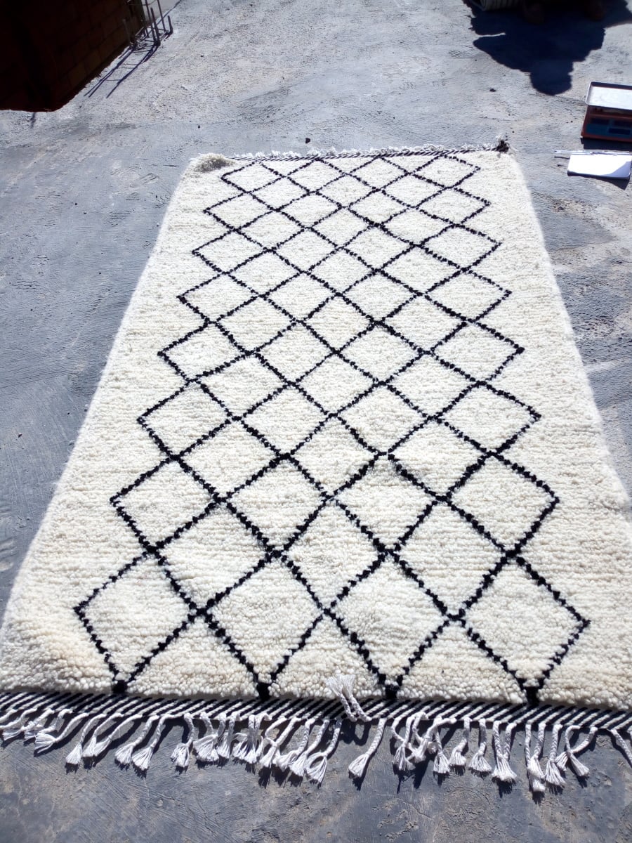  Beni Ourain Wool Black, White Morocco