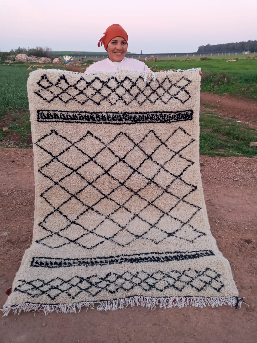  A rug  Black, White Morocco