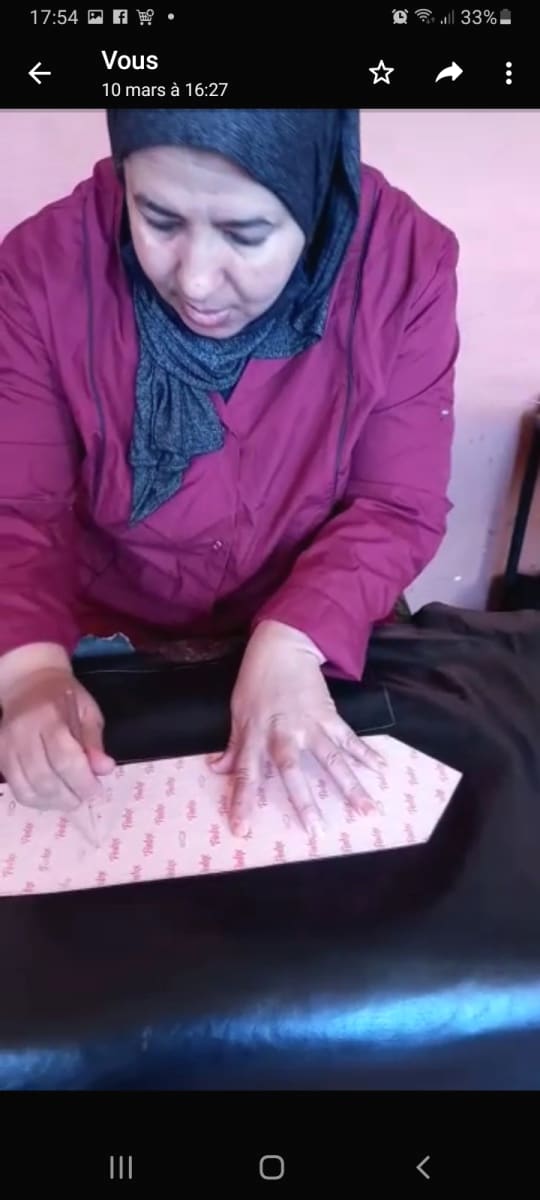  Pouf leather and Sabra silk Black, White Morocco