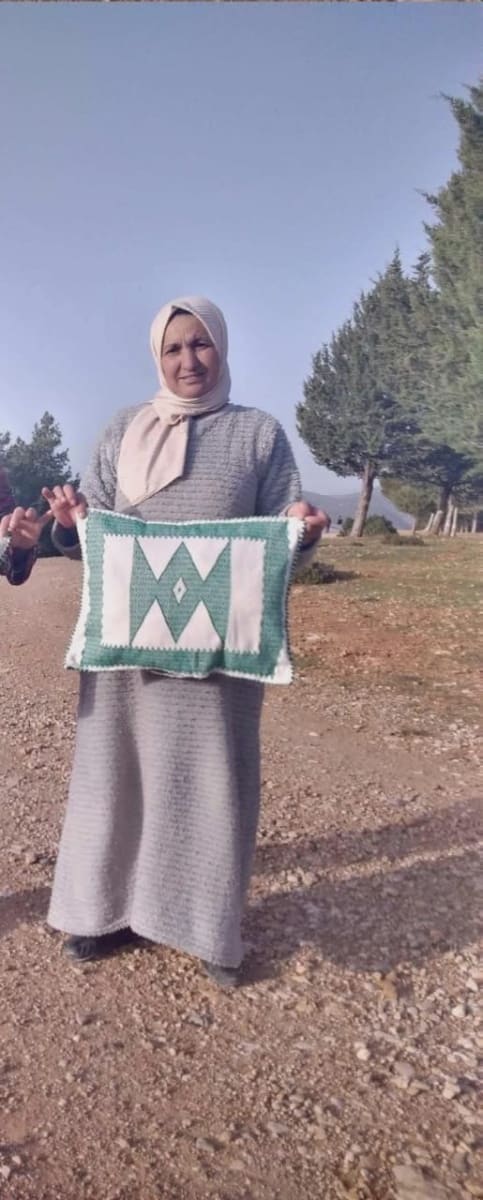  Pillow  Green, White Morocco