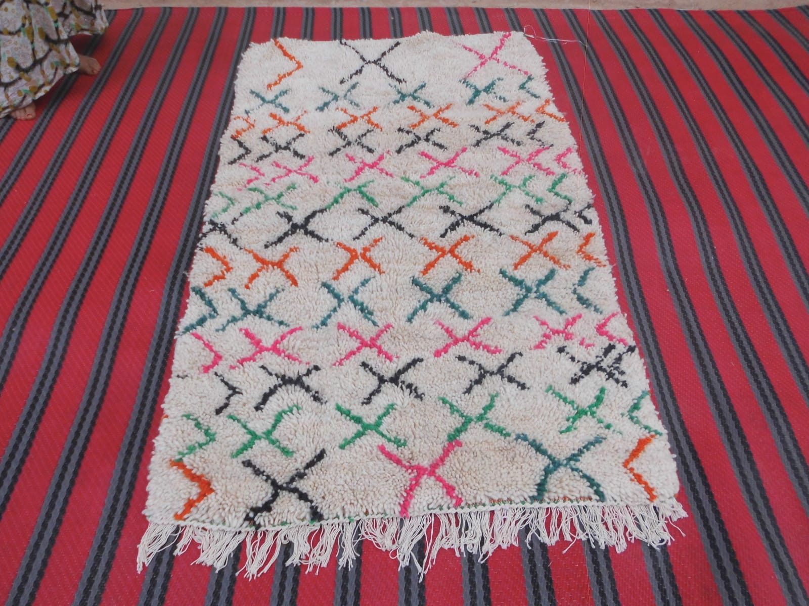  Pile Knot Rug Cotton String Colored Morocco