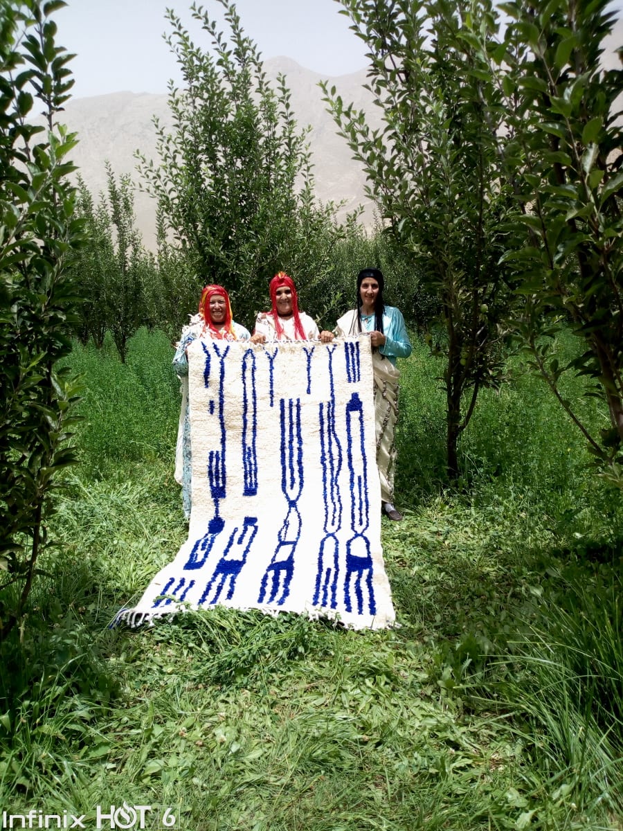  Beni Ourain Wool Blue, White Morocco