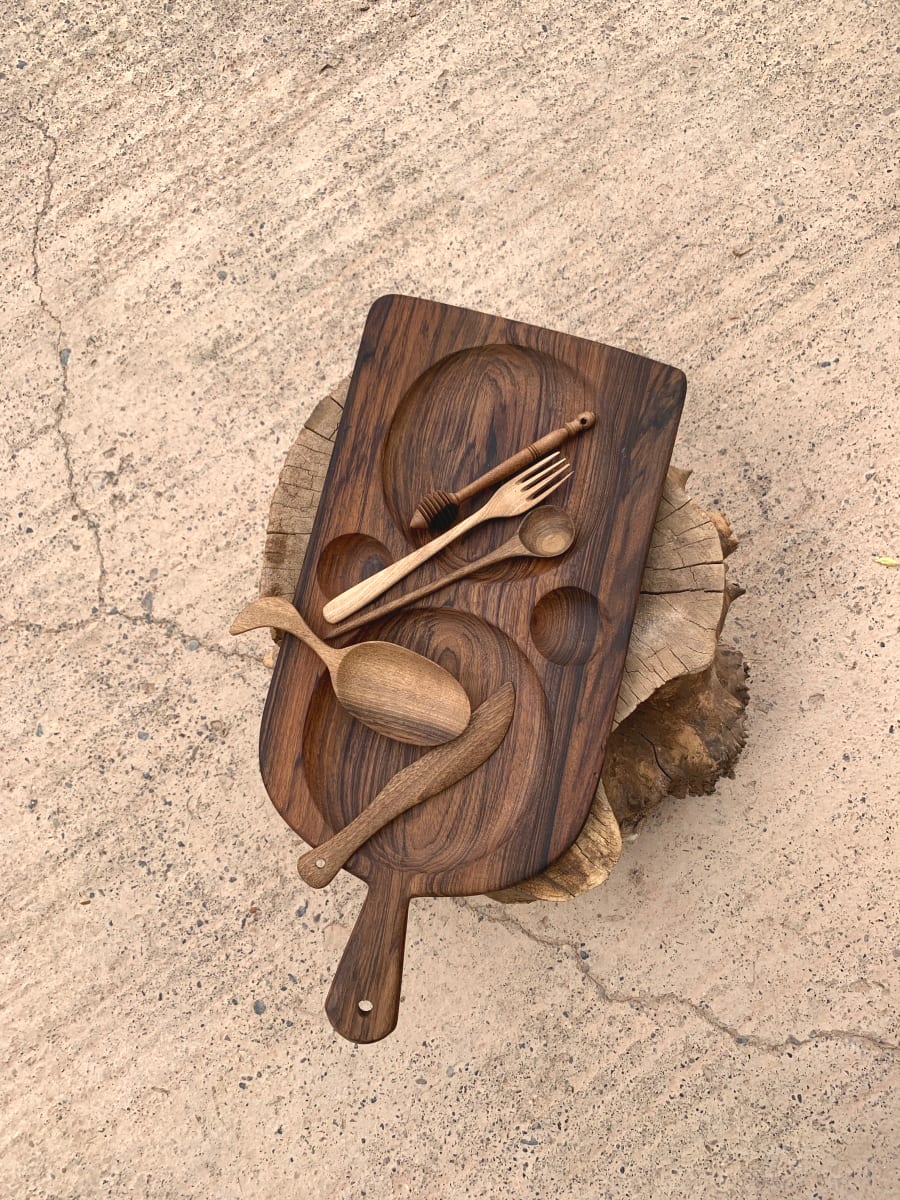  Serving Tray Walnut Wood Brown Morocco