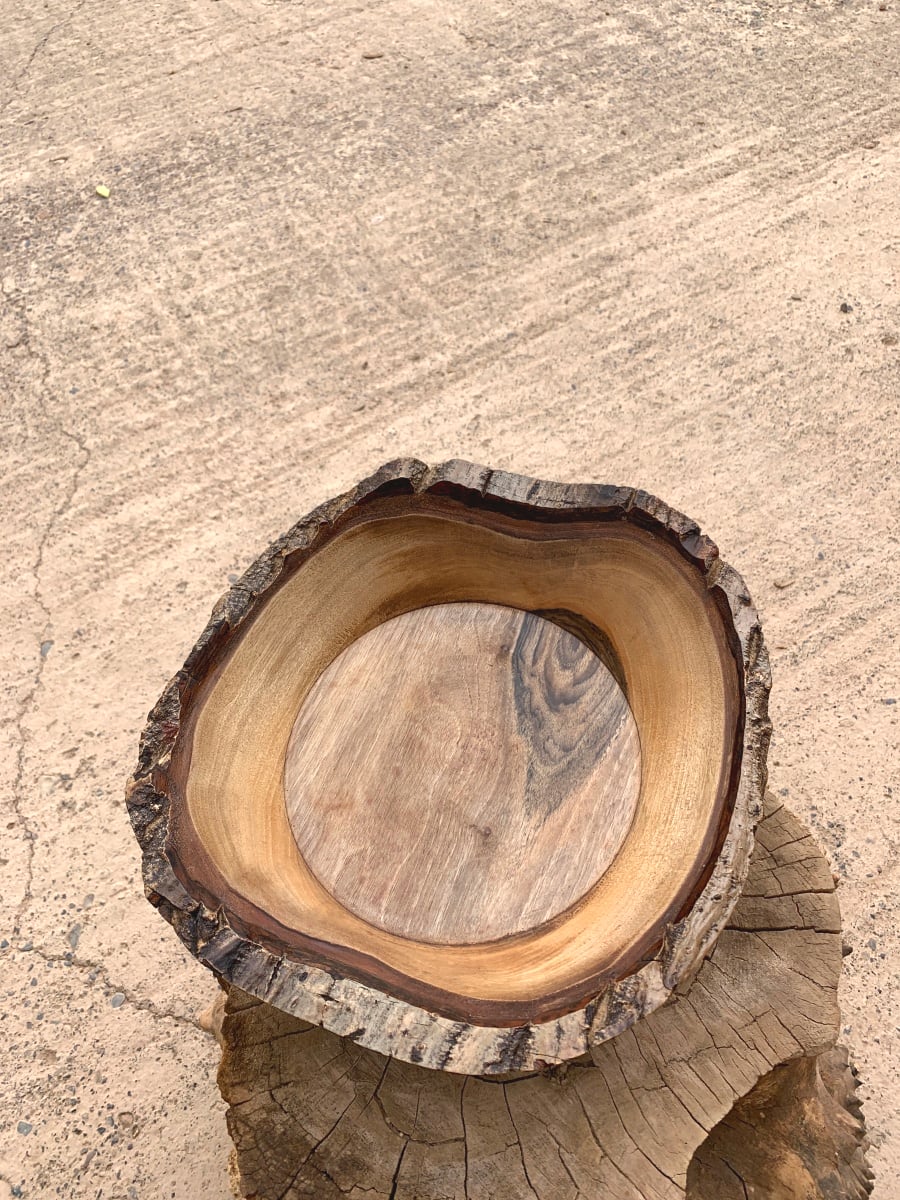  Hand Carved Bowl Walnut Wood Brown Morocco