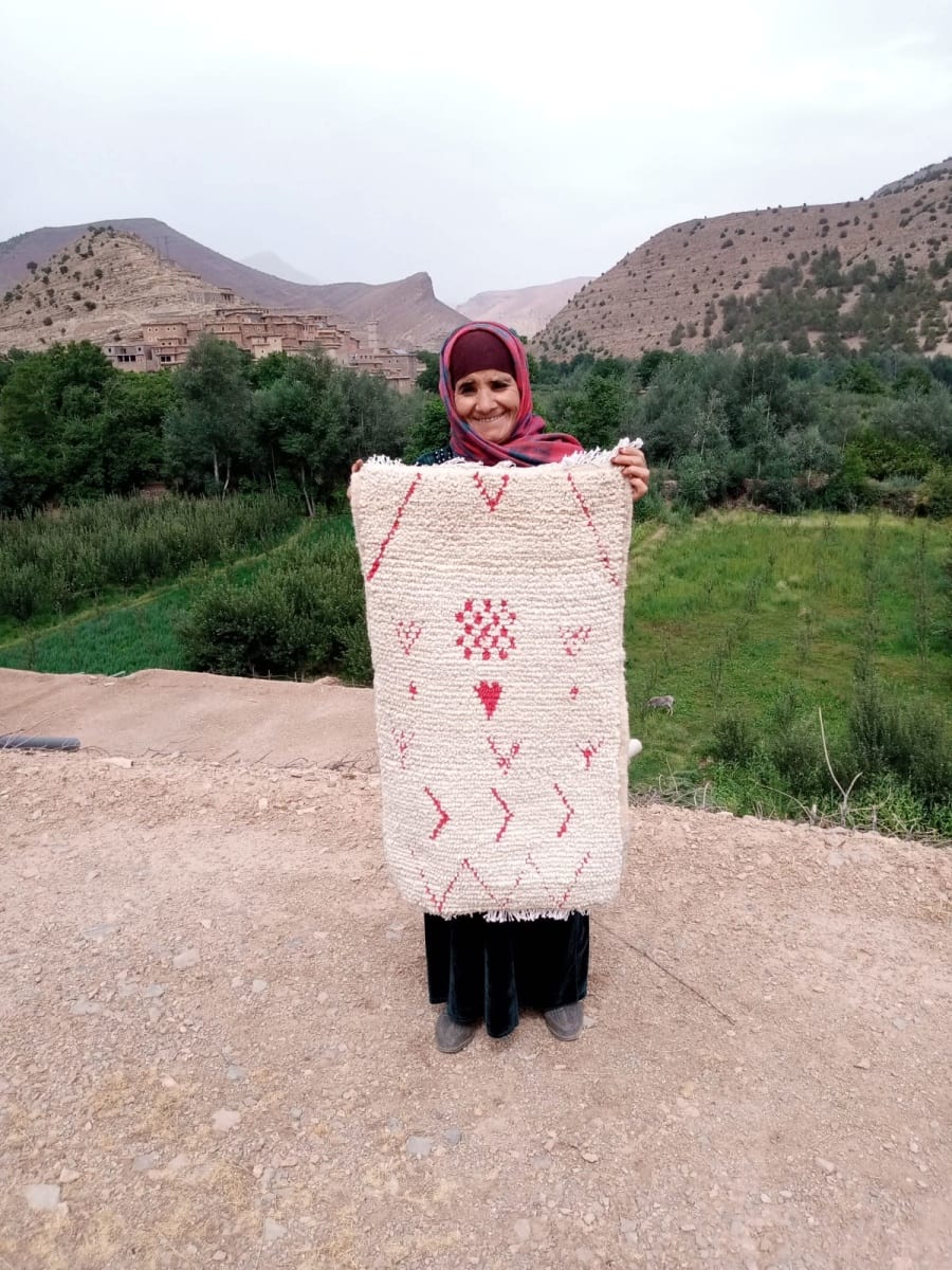  Rug  Red, White Morocco