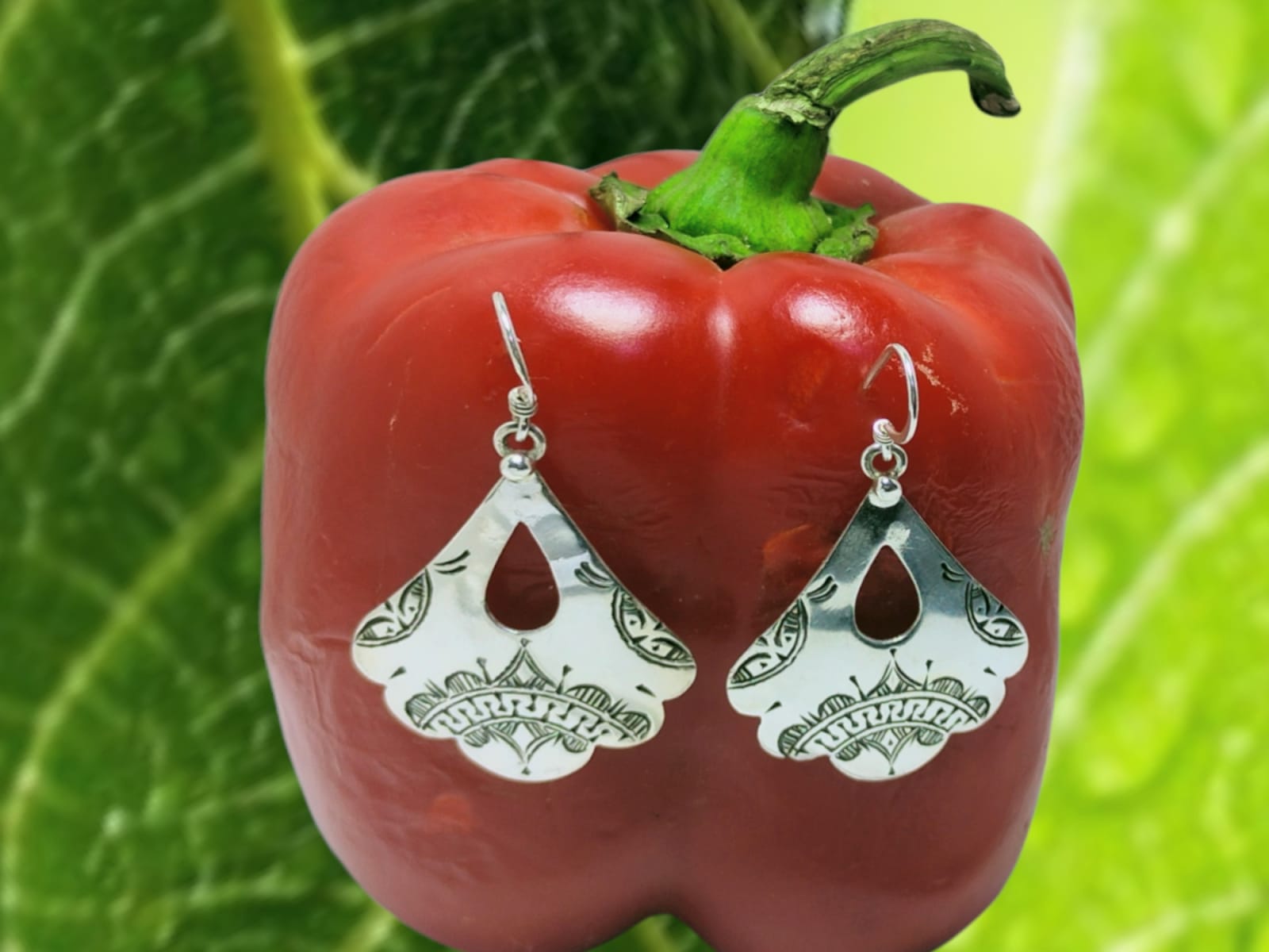  Earrings 800 Tiznit Silver Black, White Morocco