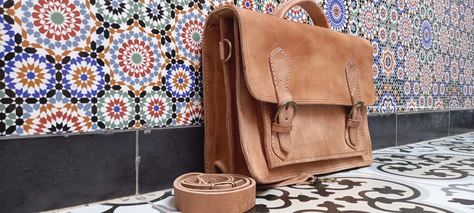  bag leather and Sabra silk White Morocco