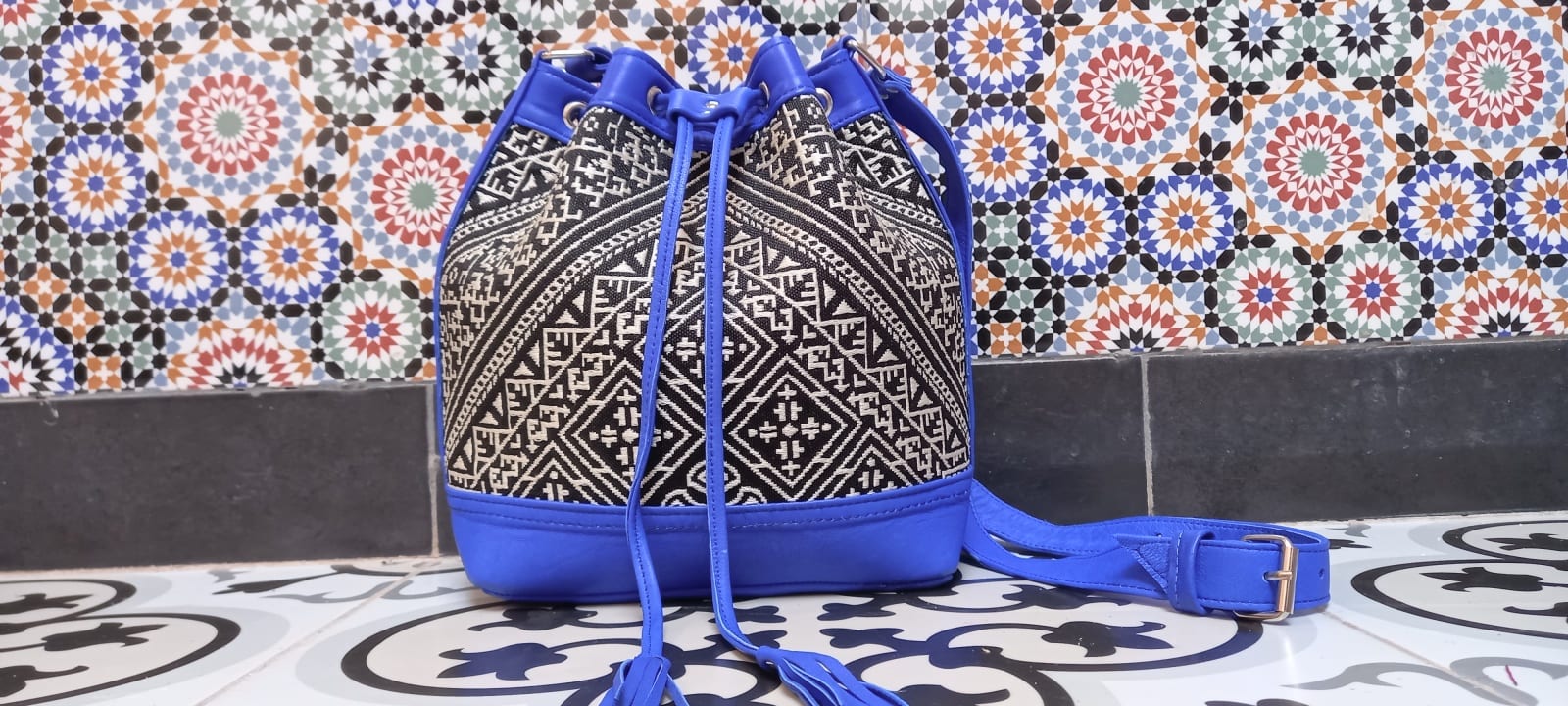  bag leather Blue, Black Morocco