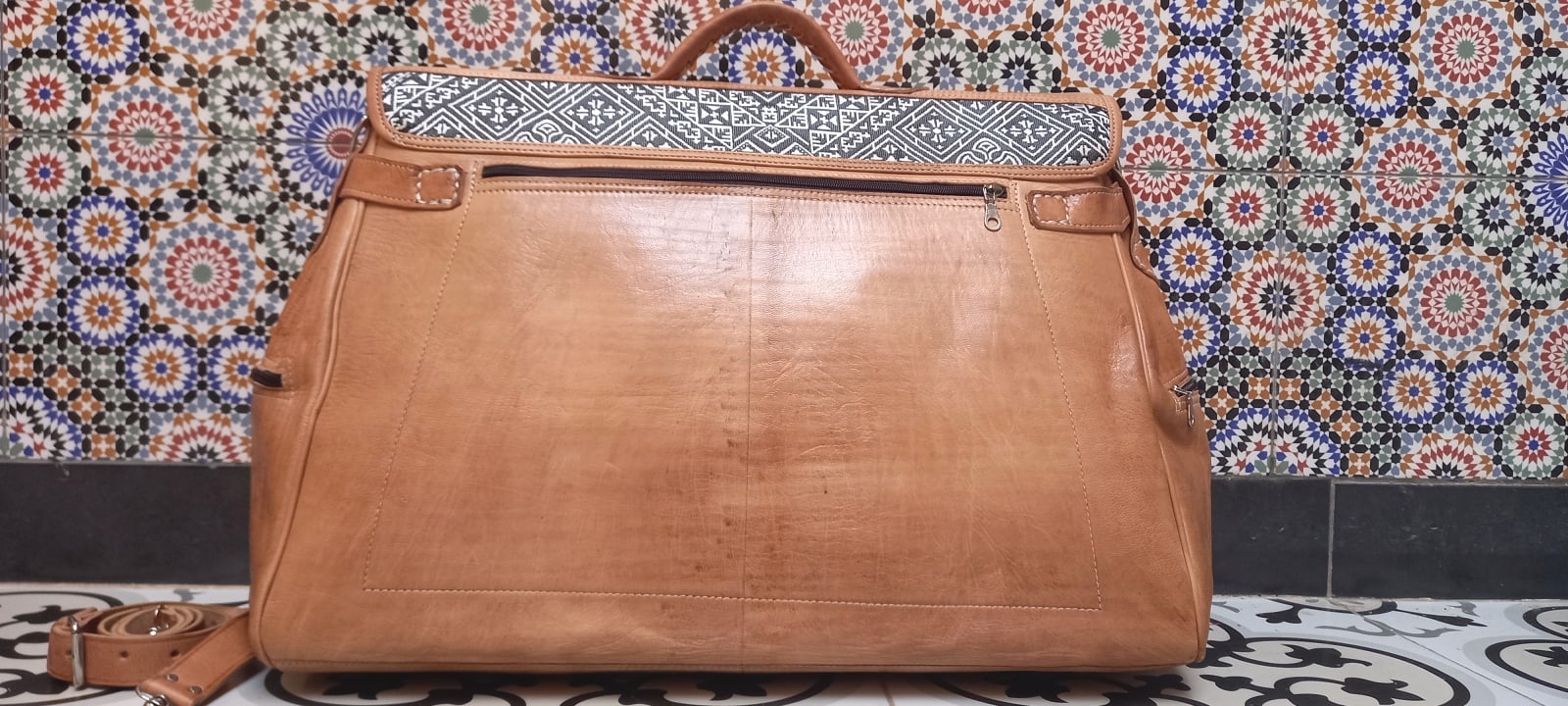  bag leather and Sabra silk Black, White Morocco