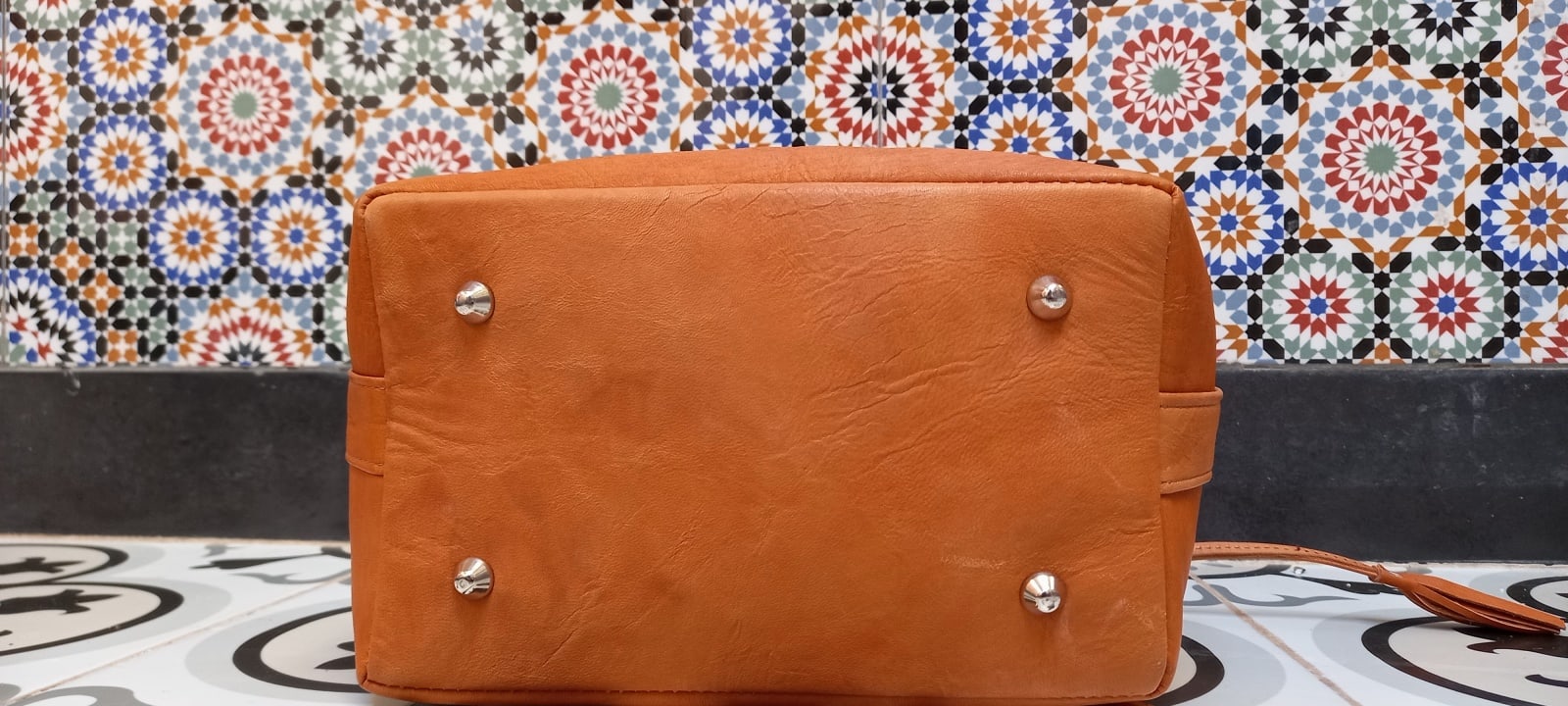  bag leather and Sabra silk Orange, Black Morocco