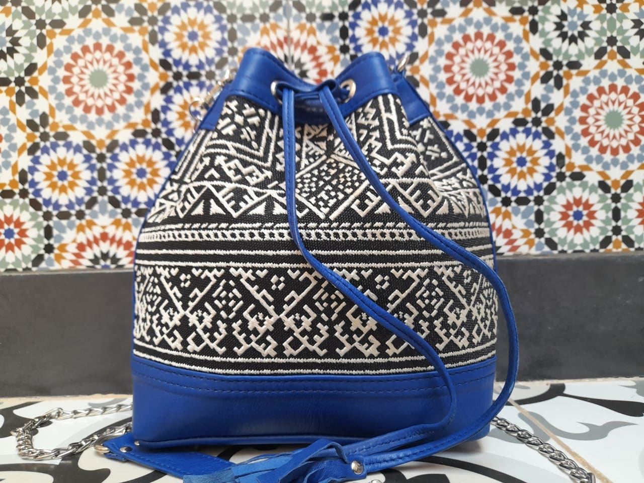  bag leather Blue, Black Morocco