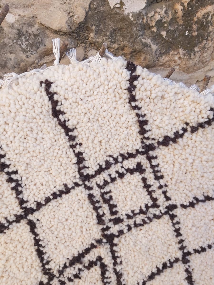  Pile Knot Rug Wool Black, White Morocco