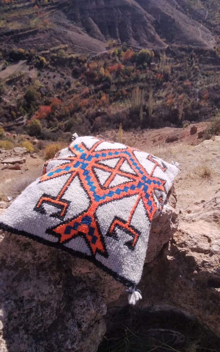  Pillow  Red, Blue Morocco