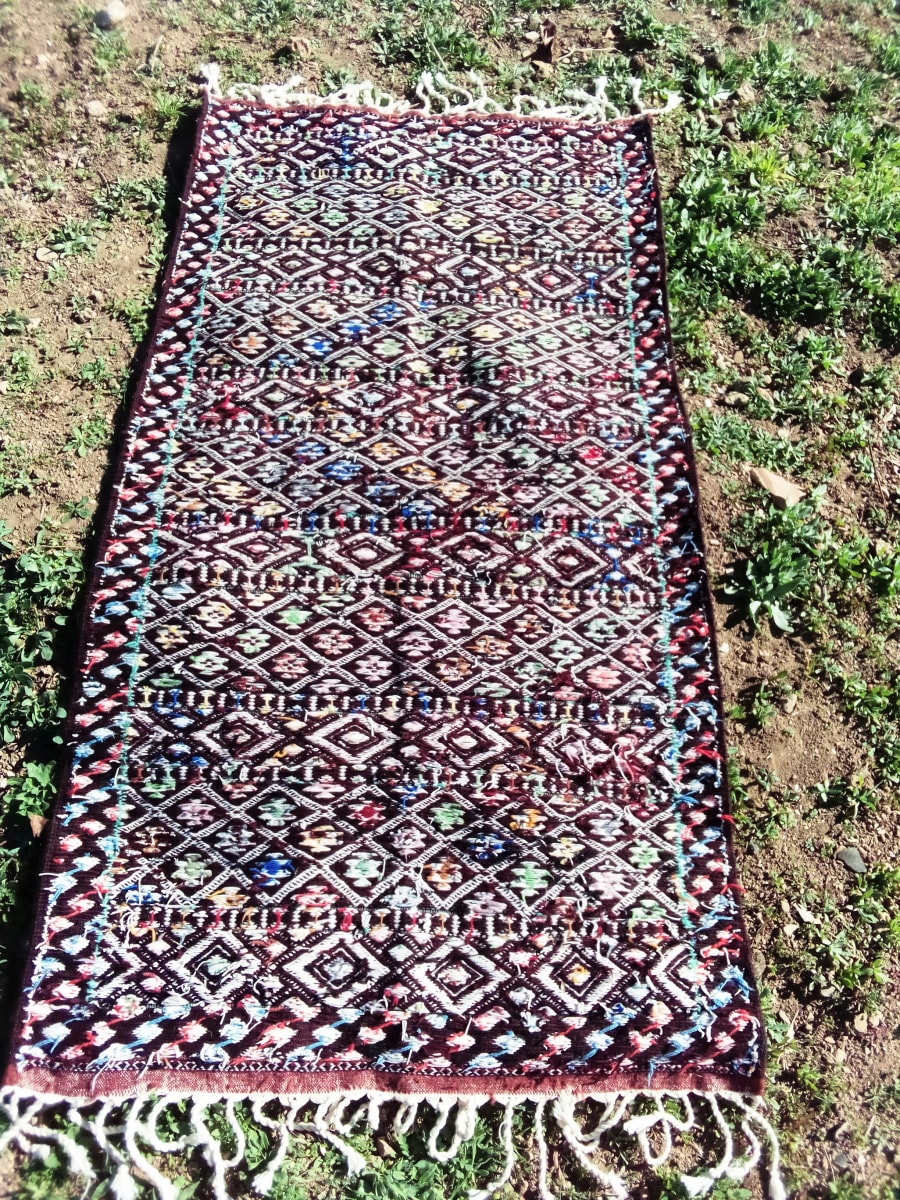  Hanbel Dyed Wool Red, Black Morocco